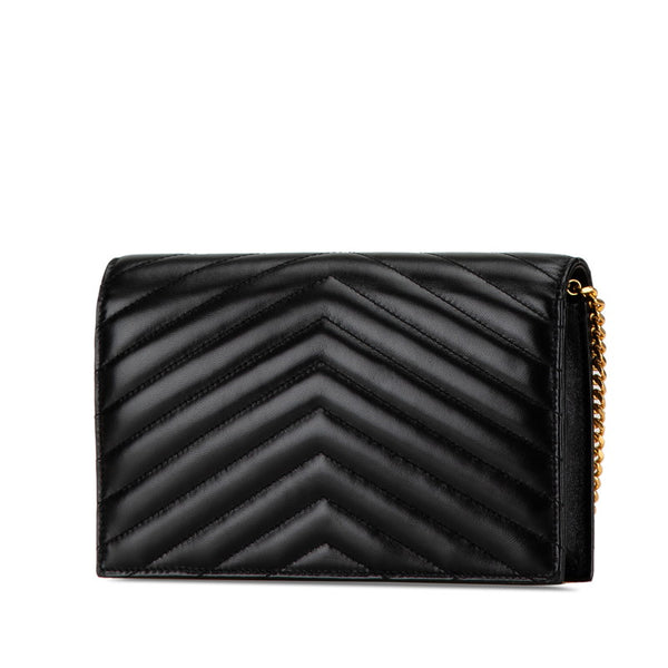 サンローラン カサンドラ エンベロープ 斜め掛け チェーン ウォレット 742920 ブラック レザー レディース SAINT LAURENT 【中古】