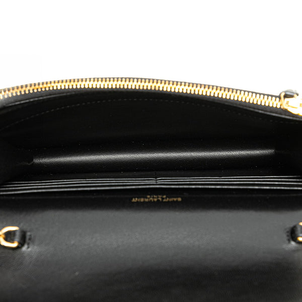 サンローラン カサンドラ エンベロープ 斜め掛け チェーン ウォレット 742920 ブラック レザー レディース SAINT LAURENT 【中古】