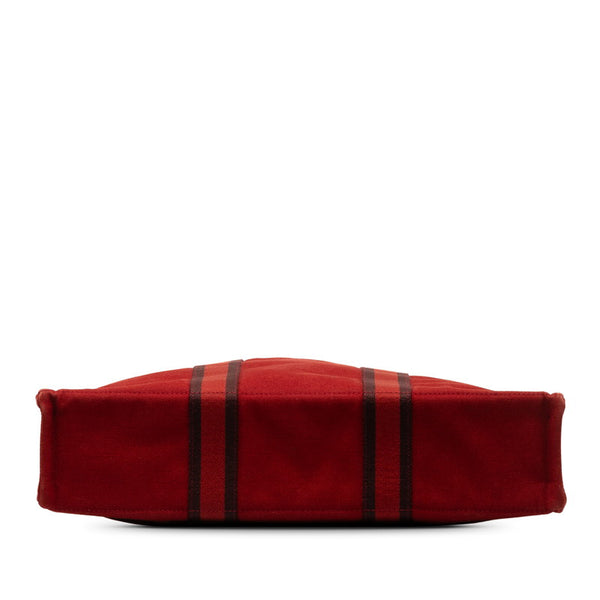 エルメス フールトゥMM ハンドバッグ トートバッグ レッド キャンバス レディース HERMES 【中古】