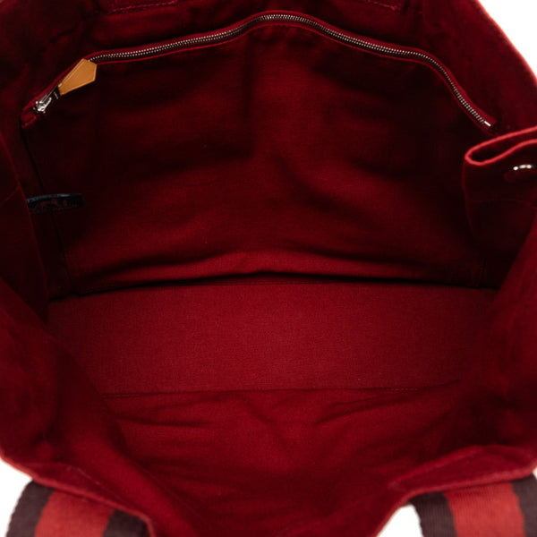 エルメス フールトゥMM ハンドバッグ トートバッグ レッド キャンバス レディース HERMES 【中古】