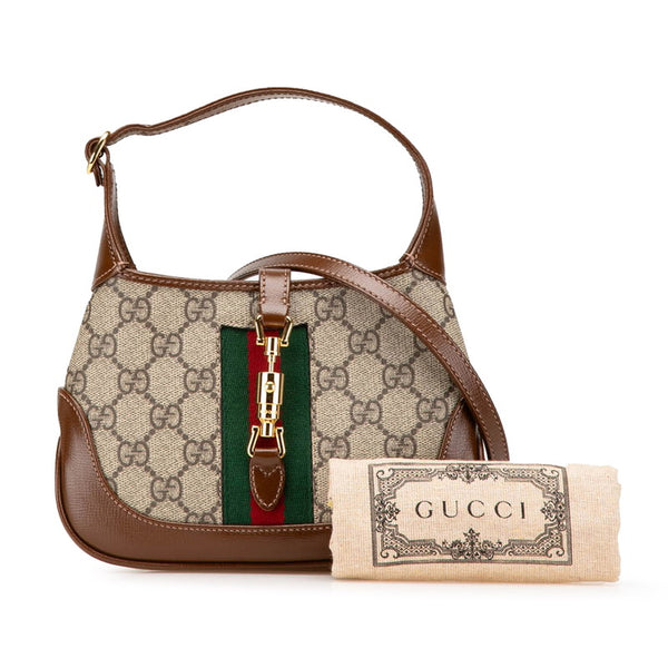 グッチ GGスプリーム ジャッキー シェリーライン ショルダーバッグ 637092 ブラウン PVC レザー レディース GUCCI 【中古】