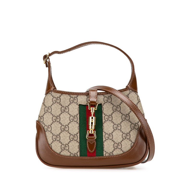 グッチ GGスプリーム ジャッキー シェリーライン ショルダーバッグ 637092 ブラウン PVC レザー レディース GUCCI 【中古】