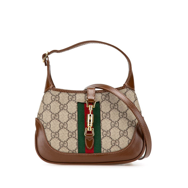 グッチ GGスプリーム ジャッキー シェリーライン ショルダーバッグ 637092 ブラウン PVC レザー レディース GUCCI 【中古】