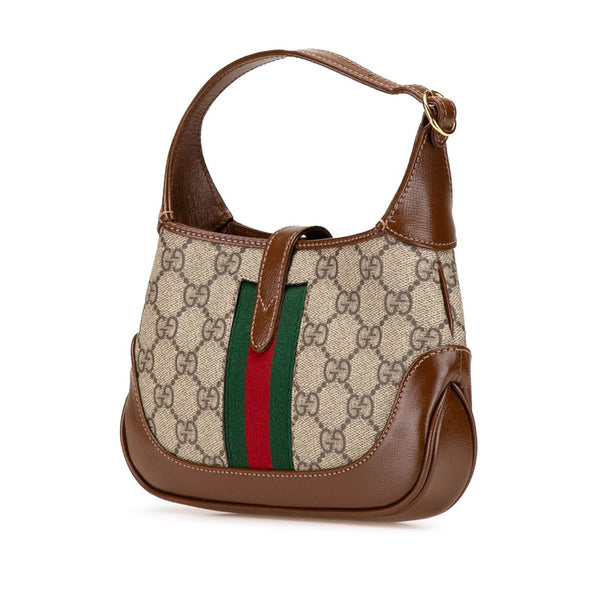 グッチ GGスプリーム ジャッキー シェリーライン ショルダーバッグ 637092 ブラウン PVC レザー レディース GUCCI 【中古】