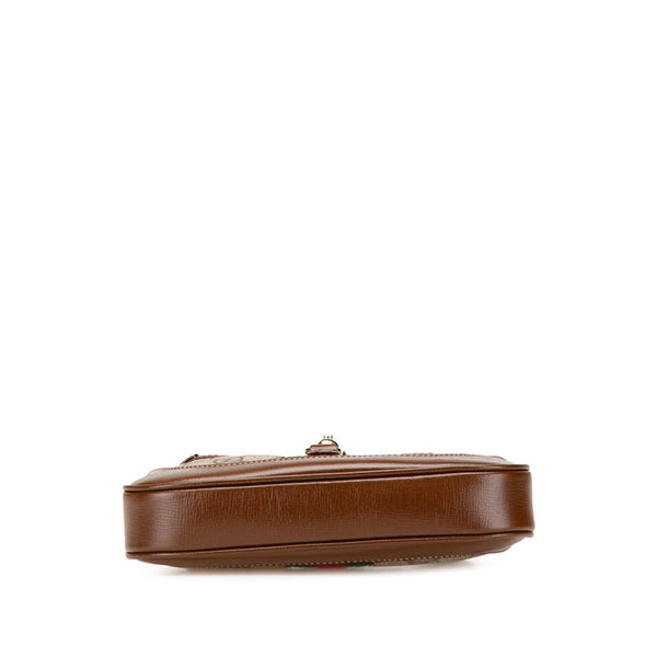 グッチ GGスプリーム ジャッキー シェリーライン ショルダーバッグ 637092 ブラウン PVC レザー レディース GUCCI 【中古】