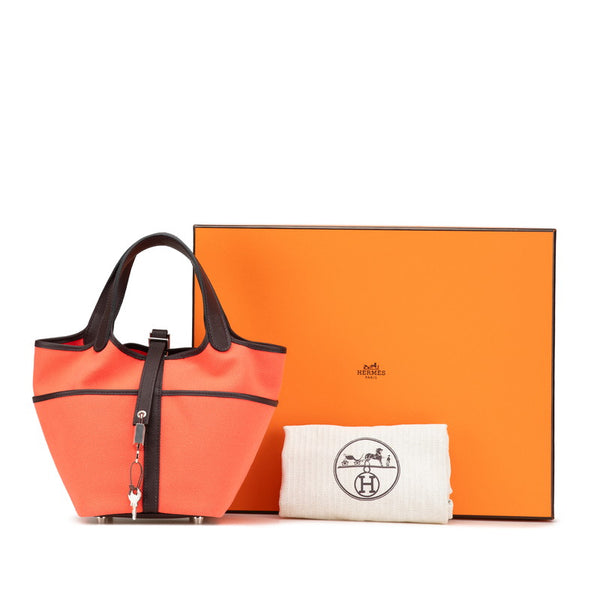 エルメス ピコタンロック カーゴPM ハンドバッグ ローズテキサス ルージュセリエ レッド スイフト トワルゴエラン レディース HERMES 【中古】