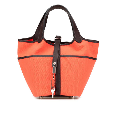 エルメス ピコタンロック カーゴPM ハンドバッグ ローズテキサス ルージュセリエ レッド スイフト トワルゴエラン レディース HERMES 【中古】