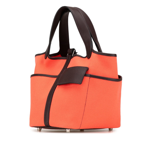 エルメス ピコタンロック カーゴPM ハンドバッグ ローズテキサス ルージュセリエ レッド スイフト トワルゴエラン レディース HERMES 【中古】