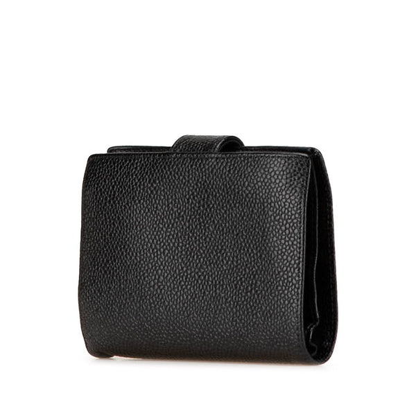 シャネル ココマーク 二つ折り財布 ブラック キャビアスキン レディース CHANEL 【中古】