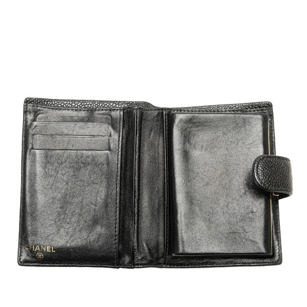シャネル ココマーク 二つ折り財布 ブラック キャビアスキン レディース CHANEL 【中古】