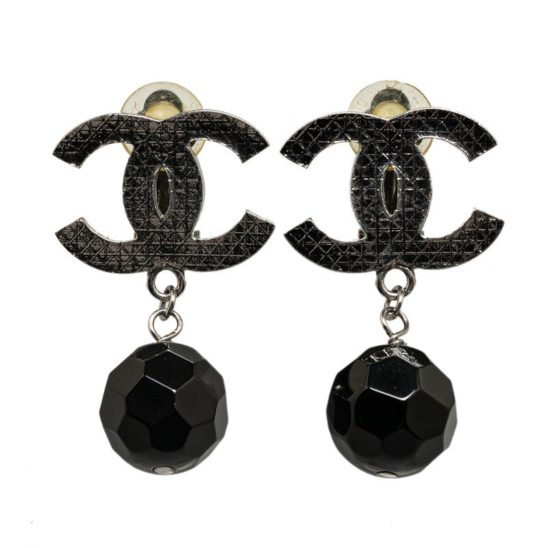 シャネル ココマーク スイング ボール イヤリング シルバー ブラック メタル レディース CHANEL 【中古】