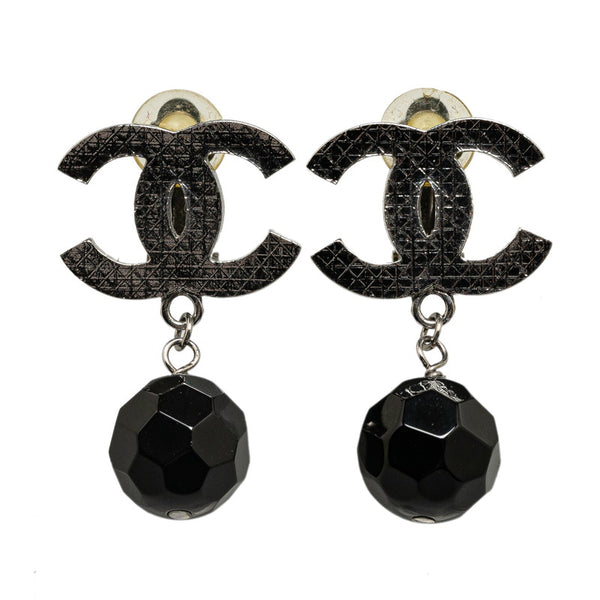 シャネル ココマーク スイング ボール イヤリング シルバー ブラック メタル レディース CHANEL 【中古】