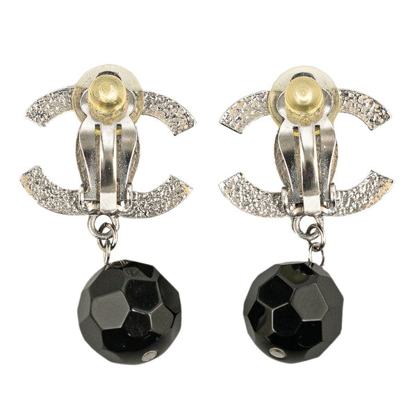 シャネル ココマーク スイング ボール イヤリング シルバー ブラック メタル レディース CHANEL 【中古】