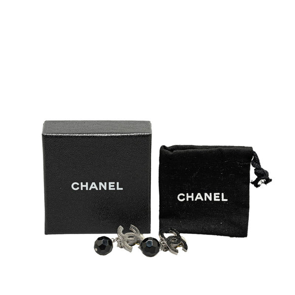 シャネル ココマーク スイング ボール イヤリング シルバー ブラック メタル レディース CHANEL 【中古】