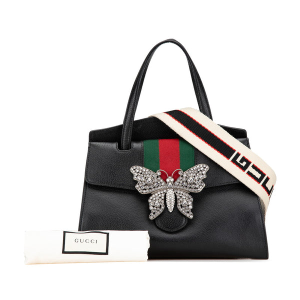 グッチ オフィディア トーテム バタフライ ビジュー ハンドバッグ ショルダーバッグ 2WAY 505342 ブラック レザー レディース GUCCI 【中古】