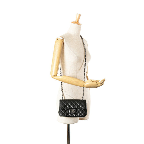 シャネル ココマーク ミニマトラッセ20 チェーン ショルダーバッグ ブラック ラムスキン レディース CHANEL 【中古】