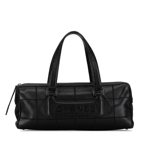 シャネル チョコバー ミニボストンバッグ ハンドバッグ ブラック キャビアスキン レディース CHANEL 【中古】