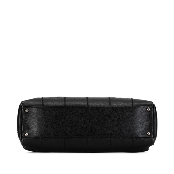 シャネル チョコバー ミニボストンバッグ ハンドバッグ ブラック キャビアスキン レディース CHANEL 【中古】