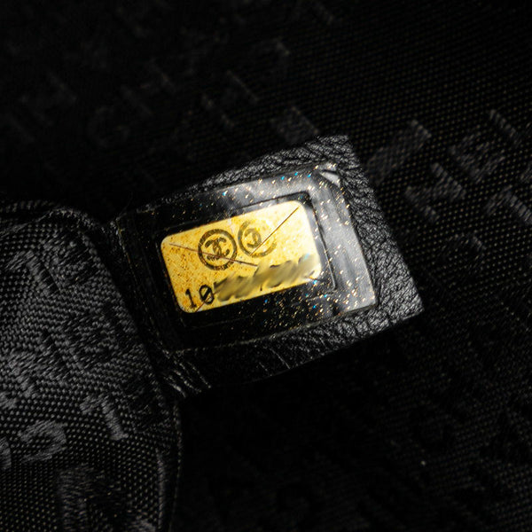 シャネル チョコバー ミニボストンバッグ ハンドバッグ ブラック キャビアスキン レディース CHANEL 【中古】