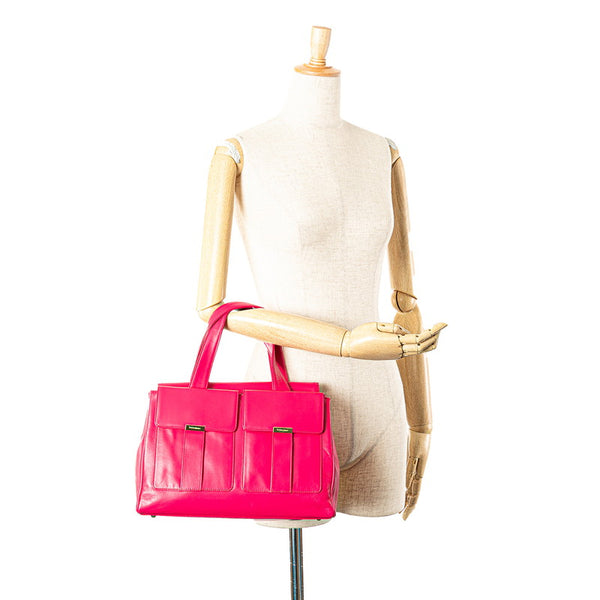 サンローラン ロゴ金具 ハンドバッグ ピンク レザー レディース SAINT LAURENT 【中古】