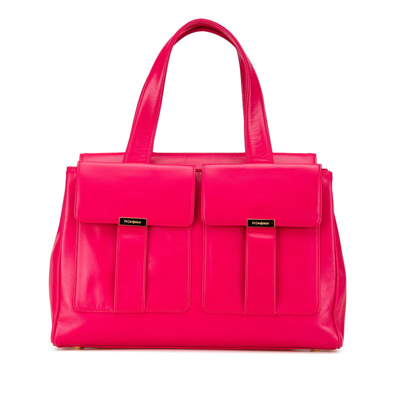 サンローラン ロゴ金具 ハンドバッグ ピンク レザー レディース SAINT LAURENT 【中古】