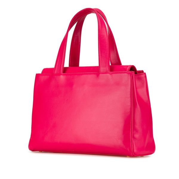 サンローラン ロゴ金具 ハンドバッグ ピンク レザー レディース SAINT LAURENT 【中古】