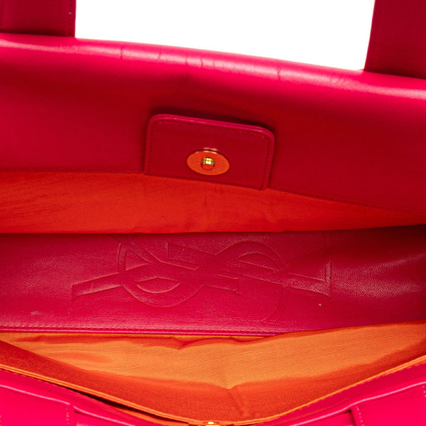 サンローラン ロゴ金具 ハンドバッグ ピンク レザー レディース SAINT LAURENT 【中古】