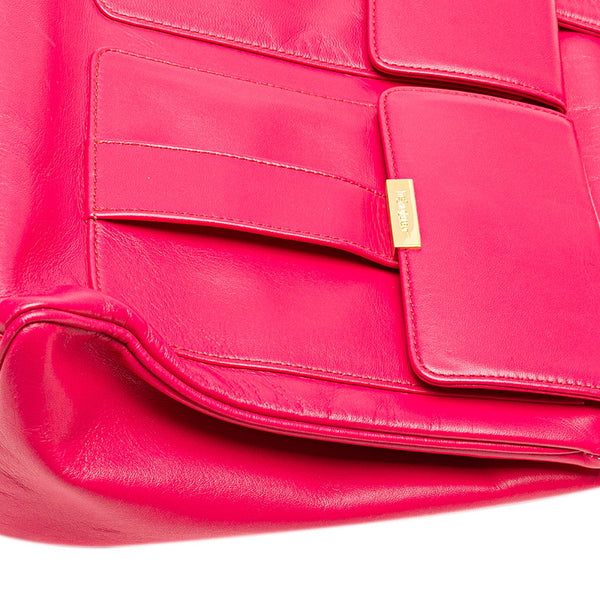 サンローラン ロゴ金具 ハンドバッグ ピンク レザー レディース SAINT LAURENT 【中古】