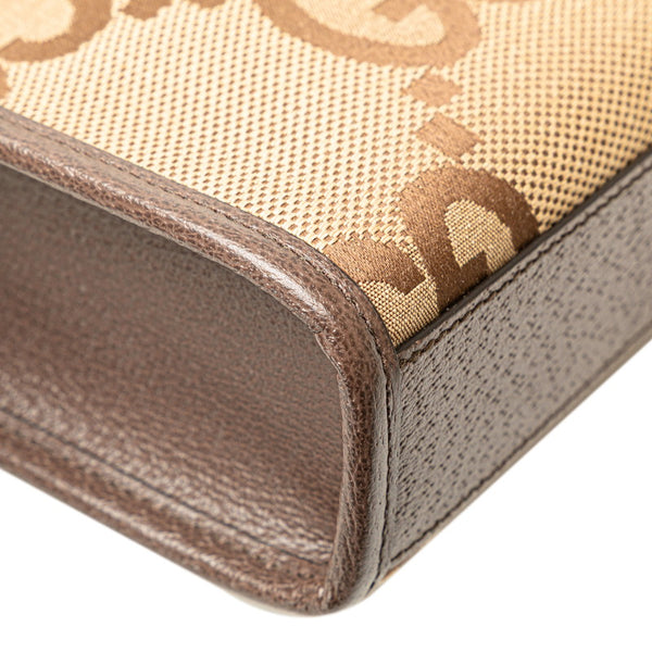 グッチ ジャンボGG ミニトートバッグ ショルダーバッグ 2WAY 699406 ベージュ ブラウン キャンバス レザー レディース GUCCI 【中古】