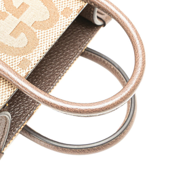 グッチ ジャンボGG ミニトートバッグ ショルダーバッグ 2WAY 699406 ベージュ ブラウン キャンバス レザー レディース GUCCI 【中古】