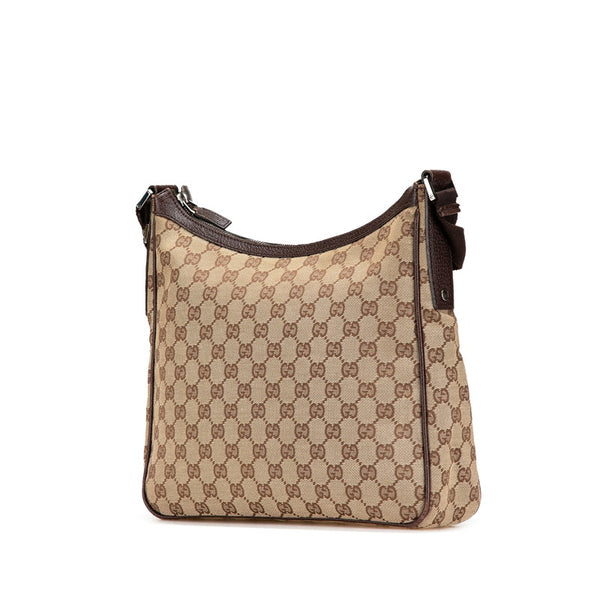 グッチ GGキャンバス ショルダーバッグ 114272 ベージュ ブラウン キャンバス レザー レディース GUCCI 【中古】
