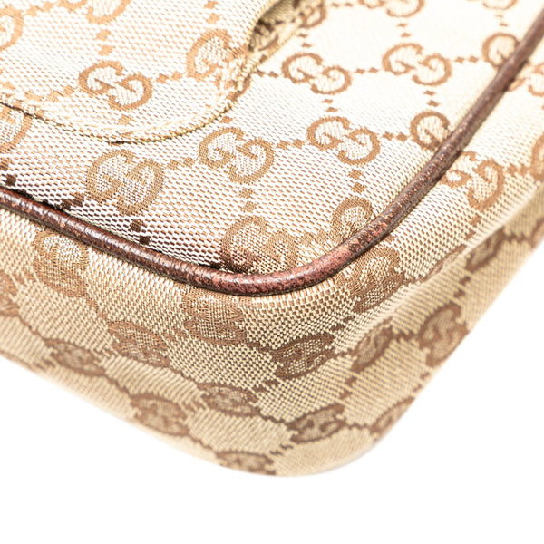 グッチ GGキャンバス ショルダーバッグ 114272 ベージュ ブラウン キャンバス レザー レディース GUCCI 【中古】