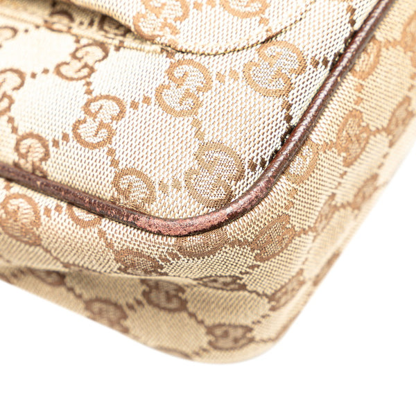 グッチ GGキャンバス ショルダーバッグ 114272 ベージュ ブラウン キャンバス レザー レディース GUCCI 【中古】