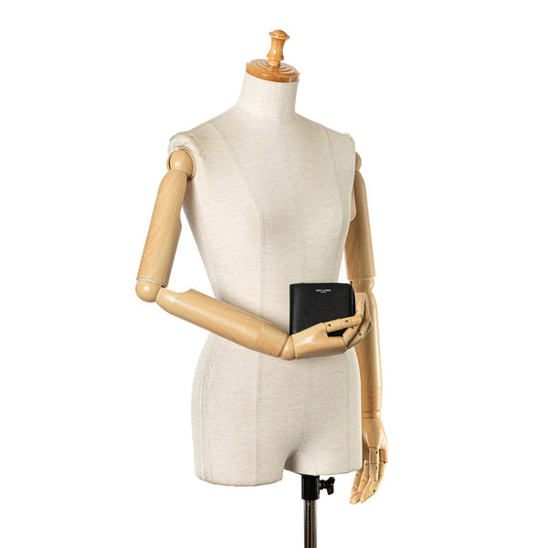 サンローラン イーストウエスト ジップウォレット L字ファスナー 二つ折り財布 コンパクトウォレット 556268 ブラック レザー メンズ SAINT LAURENT 【中古】