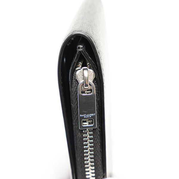 サンローラン イーストウエスト ジップウォレット L字ファスナー 二つ折り財布 コンパクトウォレット 556268 ブラック レザー メンズ SAINT LAURENT 【中古】