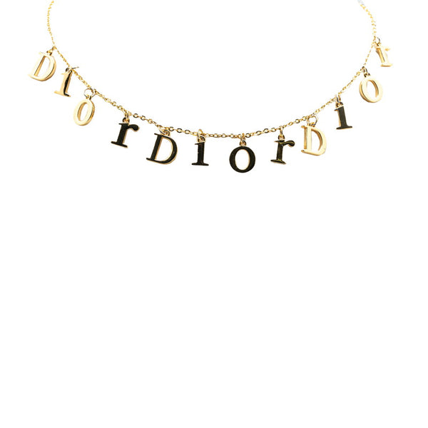 ディオール ロゴ ネックレス ゴールド メッキ レディース Dior 【中古】