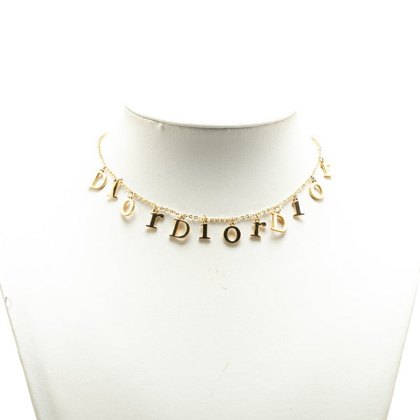 ディオール ロゴ ネックレス ゴールド メッキ レディース Dior 【中古】