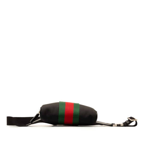 グッチ シェリーライン ウエストポーチ ボディバッグ 630919 ブラック レッド キャンバス レザー レディース GUCCI 【中古】