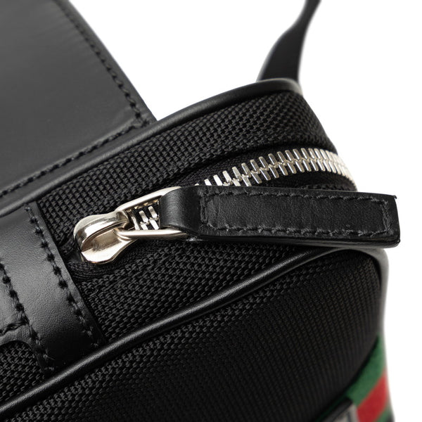 グッチ シェリーライン ウエストポーチ ボディバッグ 630919 ブラック レッド キャンバス レザー レディース GUCCI 【中古】