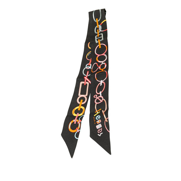 エルメス ツイリー Do Re Boucles ド レ ブックル スカーフ ブラック マルチカラー シルク レディース HERMES 【中古】