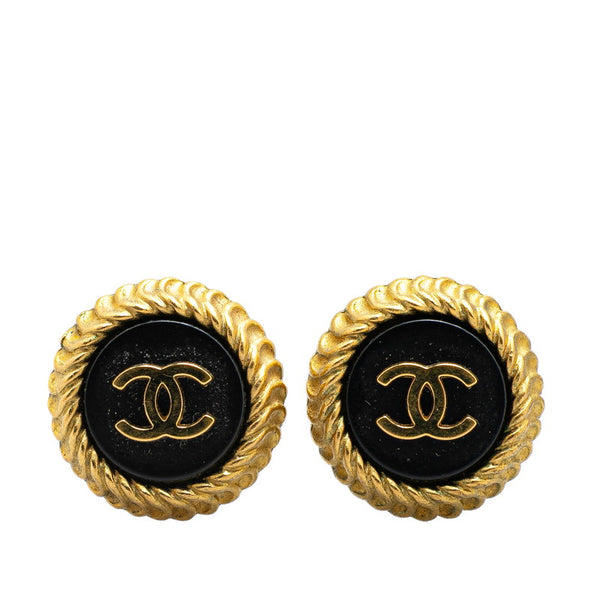 シャネル ヴィンテージ ココマーク イヤリング ゴールド ブラック メッキ レディース CHANEL 【中古】