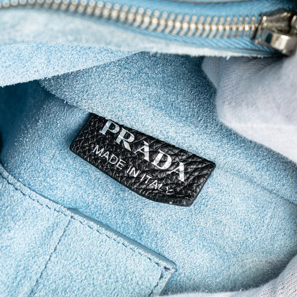 プラダ エティケット トートバッグ 1BG121 ブラック ブルー レザー レディース PRADA 【中古】