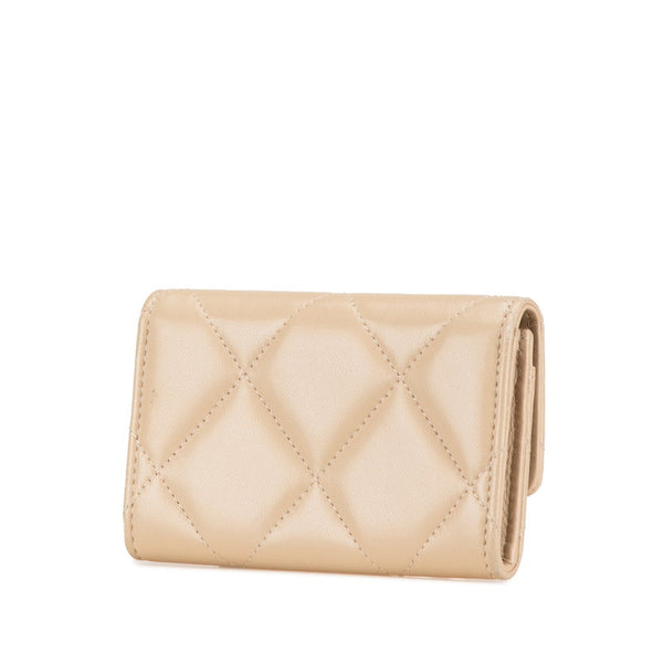 シャネル マトラッセ シャネル19 カードケース ベージュ ラムスキン レディース CHANEL 【中古】