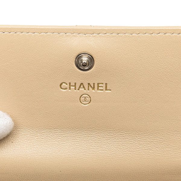 シャネル マトラッセ シャネル19 カードケース ベージュ ラムスキン レディース CHANEL 【中古】