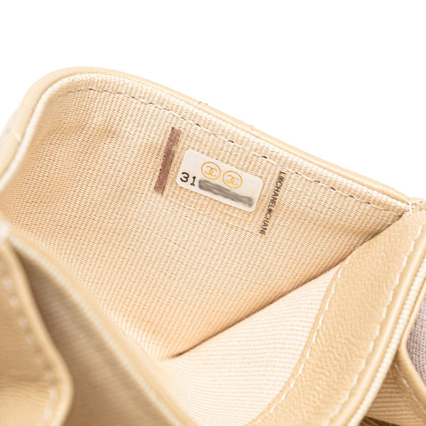 シャネル マトラッセ シャネル19 カードケース ベージュ ラムスキン レディース CHANEL 【中古】