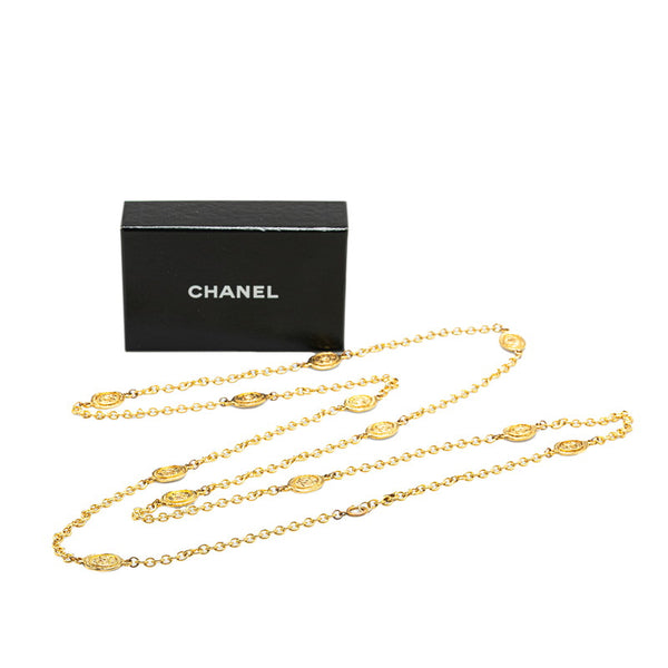 シャネル ヴィンテージ ココマーク ロング２連 チェーン ネックレス ゴールド メッキ レディース CHANEL 【中古】