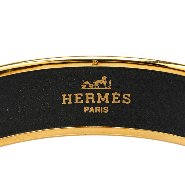 エルメス エマイユ 馬 乗馬 モチーフ バングル ゴールド ブラック マルチカラー メッキ レディース HERMES 【中古】
