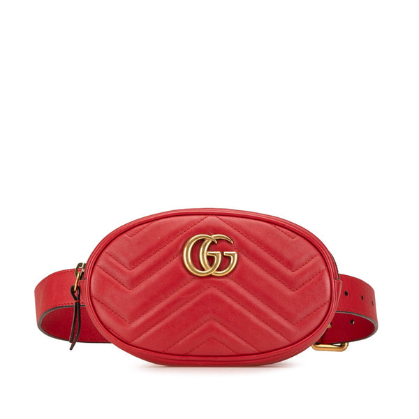 グッチ GGマーモント ウエストバッグ ボディバッグ 476434 レッド レザー レディース GUCCI 【中古】