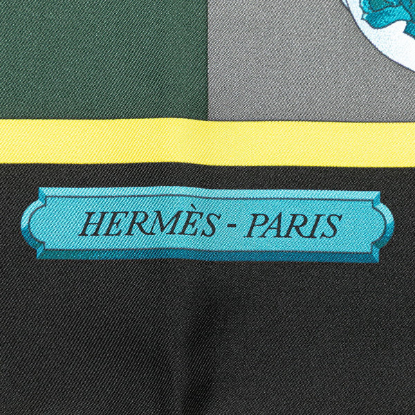 エルメス カレ90 HARNAIS DE COUR 宮廷の馬具 スカーフ ブラック マルチカラー シルク レディース HERMES 【中古】