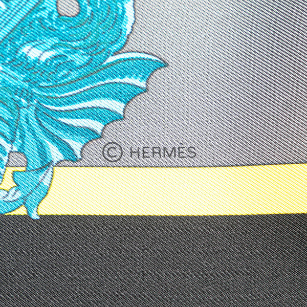 エルメス カレ90 HARNAIS DE COUR 宮廷の馬具 スカーフ ブラック マルチカラー シルク レディース HERMES 【中古】